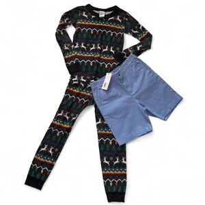 Christmas PJs & NWT Janie & Jack Denim Shorts Bundle - Boys Size 6-7